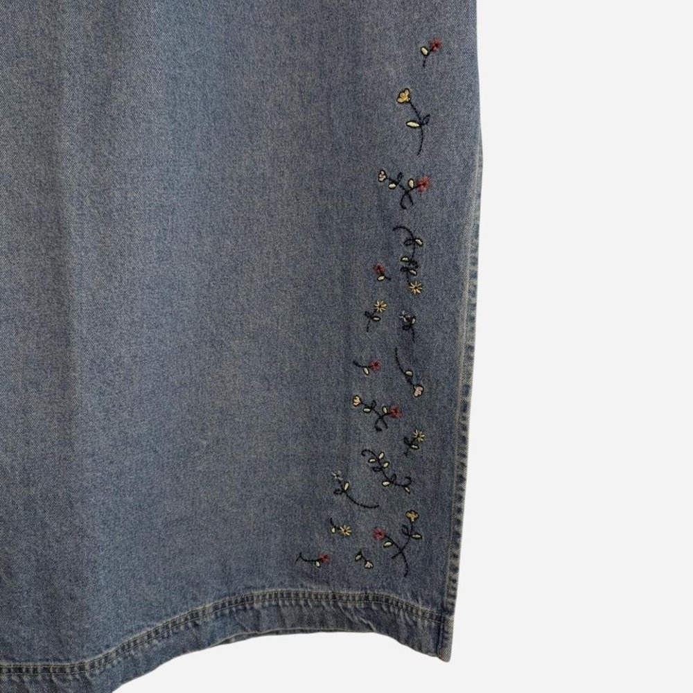 Vintage 90s Disney Store Mickey Mouse Embroidered Denim Midi Skirt Plus 3X - Picture 4 of 8